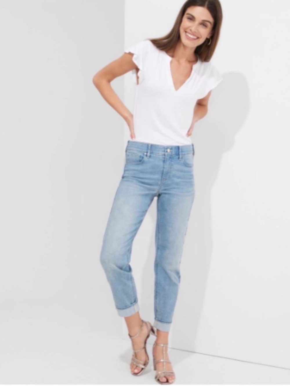WHBM Light Blue Women's Straight-Leg Girlfriend Jeans
